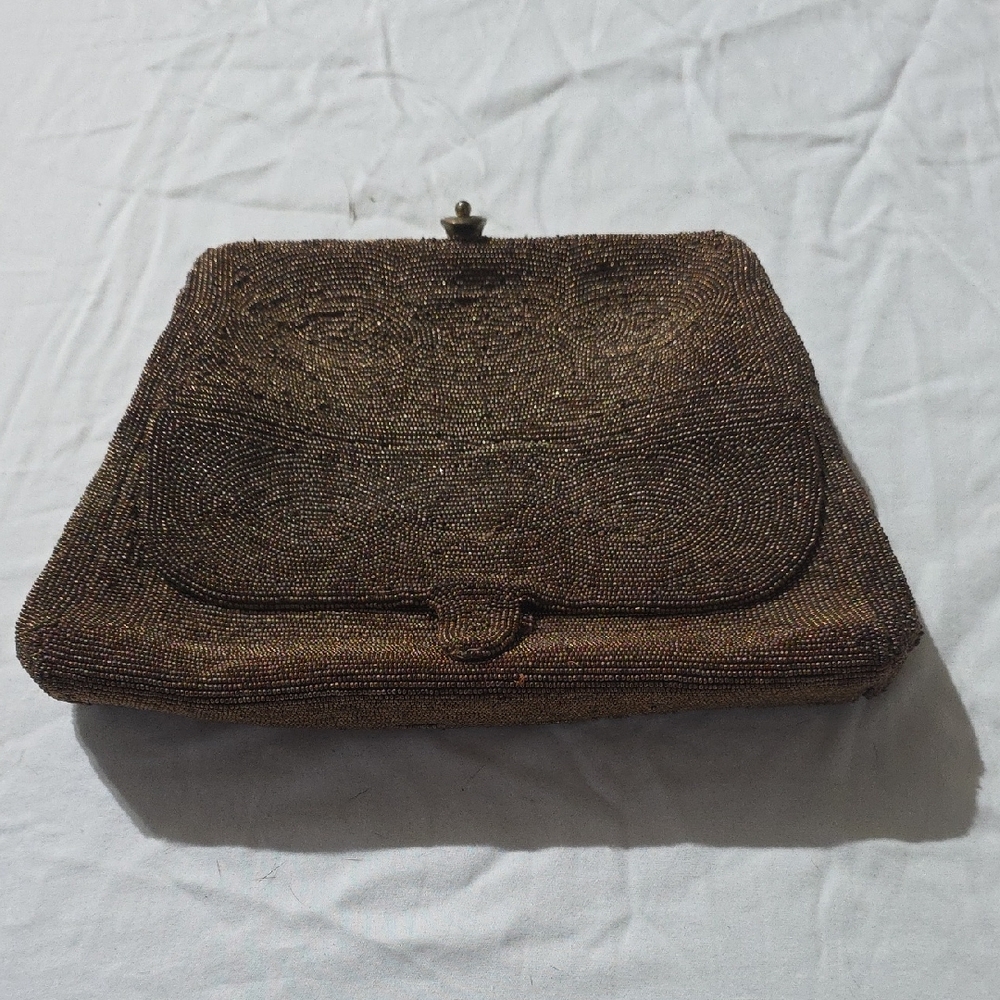 Elegant Vintage Brown/Copper Metallic Clutch